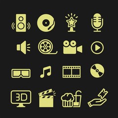 Movie flat vector icons set. Cinema flat vector icons set