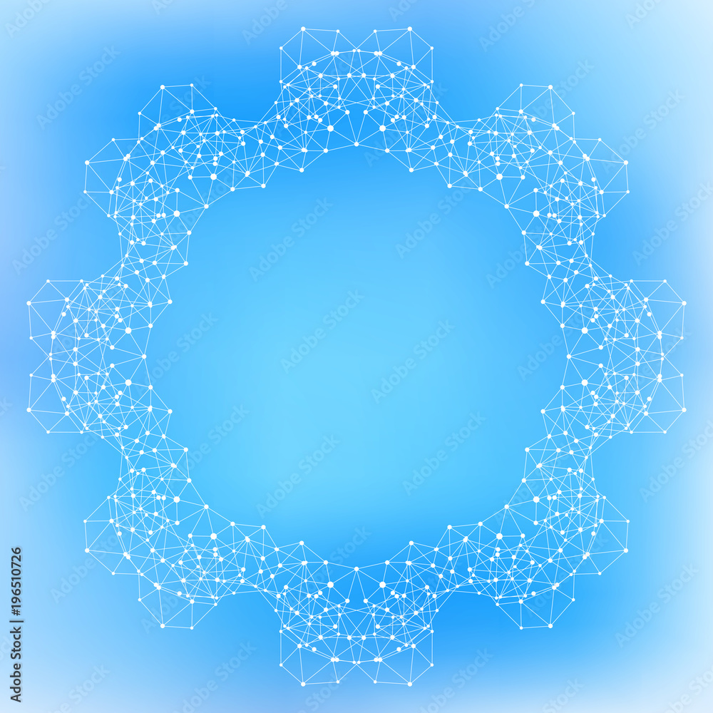 Poster Geometric abstract form with connected lines and dots, illustration.
