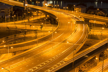 Fototapeta na wymiar Expressway and Highway on night from top view, Thailand