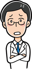 Fototapeta premium 悩む医者のイラスト