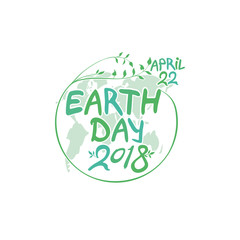 Fototapeta premium April 22. Earth Day. 2018. Round green vector template earth ball isolated on white background.