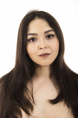 Obraz premium Portrait of a naked young woman with long hair.