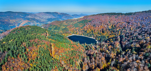Lac du Ballon, a lake in the Vosges mountains - Haut-Rhin, France - obrazy, fototapety, plakaty