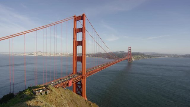 The Golden Gate Bridge spanning the Golden Gate