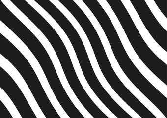 Abstract wavy lines. Curved black and white stripes. Vector illustration