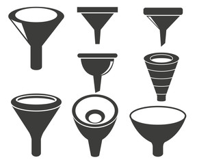 funnel and filter icons