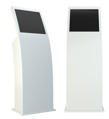 Information kiosk. interactive terminal on white background. Isolated on white background. 3d rendering