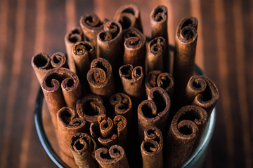 cinnamon sticks in a glass