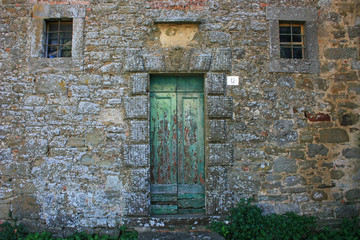 Wooden green door