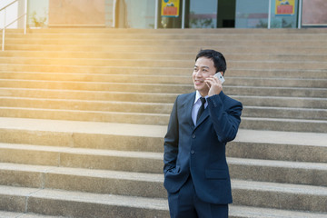 Businessman talking on phone