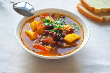 Soup with red beans.
