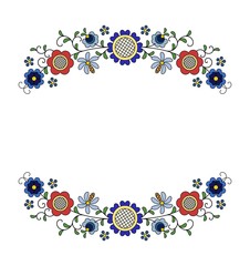 Traditional, modern Polish - Kashubian floral folk decoration vector - obrazy, fototapety, plakaty