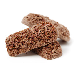 Cereal bars on white background