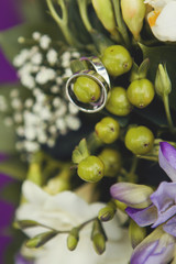 Beautiful  Wedding Rings and flowers