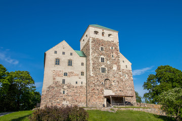 Fototapeta na wymiar Turku Castle in the city of Turku in Finland.Turku Castle is a medieval building founded in the late 13th century.