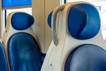 Horizontal View of the Sitting Places of the Interior of a Train Wagon.