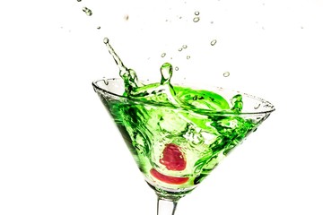 Cherry Splashing in a Cocktail