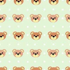 Seamless pattern of cute bear and white star vector on pastel tone color. Lovely cartoon pattern for children fashion, nursery, scrapbooking, textile, decoration and/or surface design.