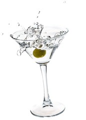 Olive Splashing in a Cocktail