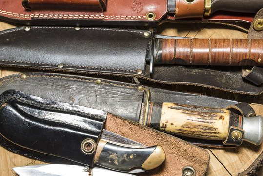 Hunting knives with scabbards