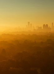 Fototapeta na wymiar Foggy morning over Toronto's skyline 