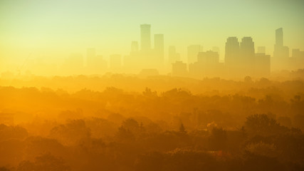 Foggy morning over Toronto's skyline 