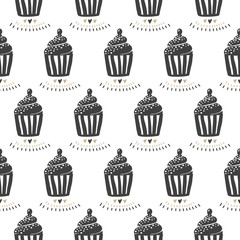 Vector cupcake seamless pattern.