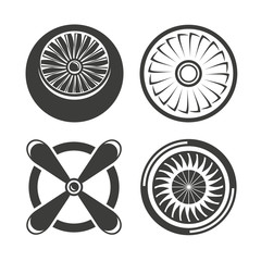 turbine, jet blade, engine blade icons
