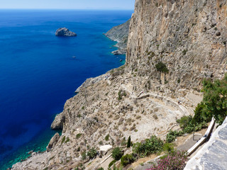 Hozoviotissa Monastery in Amorgos island, Cyclades, Greece