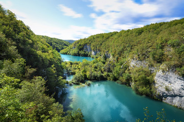 Fototapeta na wymiar Landscape in the Plitvice Lakes in Croatia.