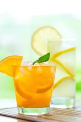 Ice Cold Orange Juice and Lemonade