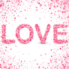Happy valentines day concept. Heart vector pink confetti splash.