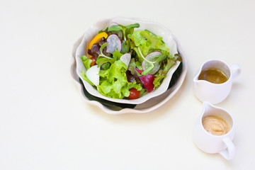 Salad of fresh organic vegetable and cream.