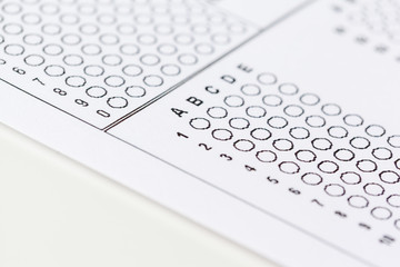 Test score sheet with answers