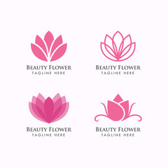 set of beauty flower logo template