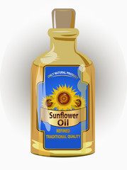 vector label for refined sunflower oil with sunflower