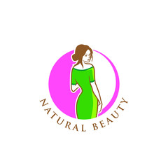 Natural beauty logo template. salon vector logo with beautiful lady illustration