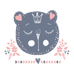 Bear vector. Cartoon doodle character.