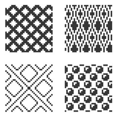 Pixel Seamless Pattern Set. Vector