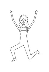 people female jumping enjoy character vector illustration thin line