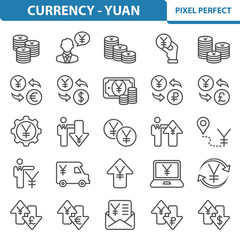 Currency - Yuan Icons. Professional, pixel perfect icons depicting various currency, finance and money ( yuan/yen ) concepts. EPS 8 format.