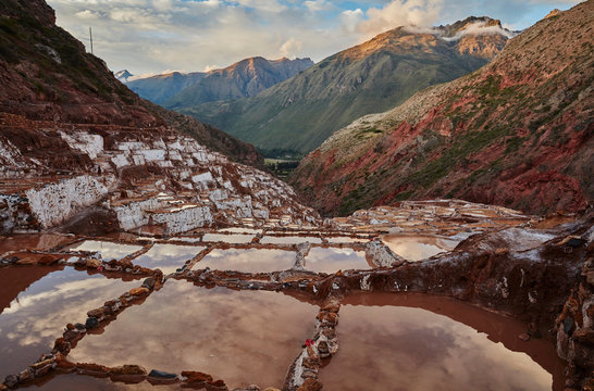 View of salt terraces, Maras, Cusco, Peru