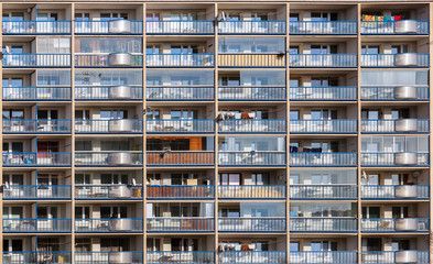 Multi-storey house with balconies. The concept of life in the modern city