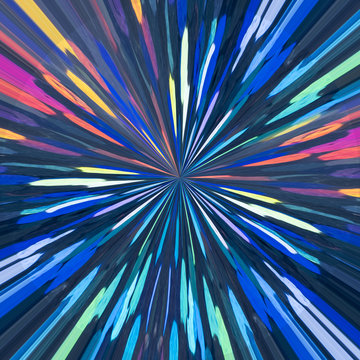 Radial abstract holographic spectrum artwork. A colorful backdrop in neon explosion lines. For creative design cover, CD, poster, book, printing, gift card, fashion, web and print