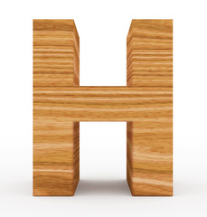 letter H 3d wooden isolated on white
