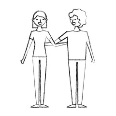 couple of young people relationship characters vector illustration sketch design