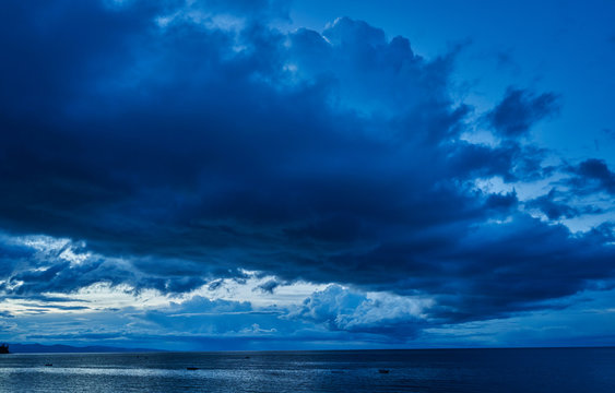 Dark clouds over lake, Copacabana, Oruro, Bolivia, South America