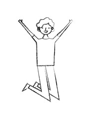 jumping young people male man vector illustration sketch design