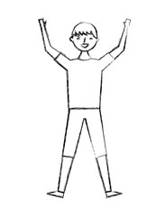 jumping young people male man vector illustration sketch design