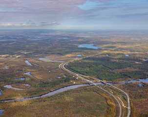 Aerial view of railroad and high road
